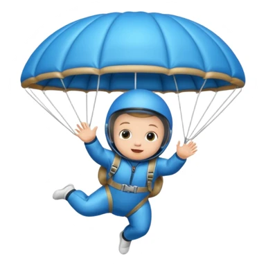 Skydiving baby with parachute and UFO blue sticker