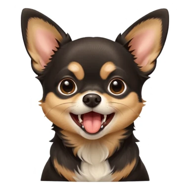 A high-resolution digital illustration of a cute black and tan chihuahua yawning. portrait in a clean, semi-realistic style sticker