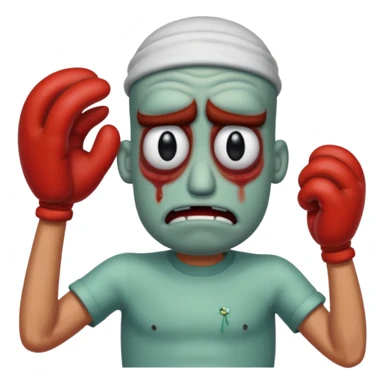 Squidward getting beat up by me Krabs  sticker