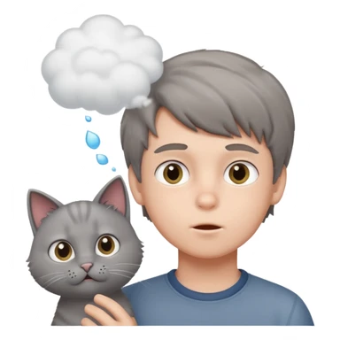 a boy blow hair for a cat sticker