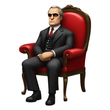 vito corleone as a mafia boss sitting on a red chair sticker