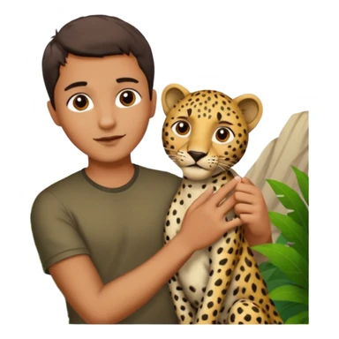 A man fingering a leopard sticker