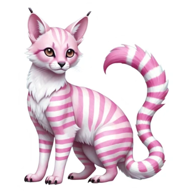 Colorful tropical pearly-albino-white iridescent glorious divine exotic cute cool beautiful shiny beautiful fantasy-caracal-civet-genet-sergal-vernid-Cacomistle-oncilla-animal-Fakémon-hybrid-fursona with tufted ears (full body) sticker