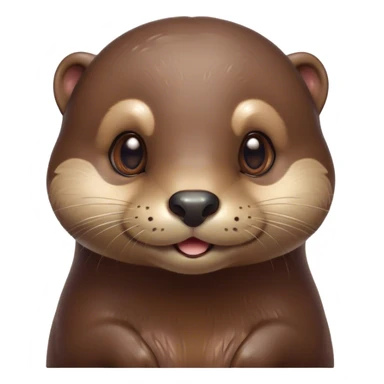 Cinematic Cute Otter Portrait Emoji, Head tilted playfully and inquisitively, featuring a glossy, streamlined brown Fur with a cute, twitching nose and round, sparkling eyes filled with curiosity, Simplified yet irresistibly adorable features, highly detailed, glowing with a warm, friendly glow, high shine, affectionate and sprightly, stylized with a touch of aquatic whimsy, bright and endearing, soft glowing outline, capturing the essence of a mischievous yet loving otter, so playful it feels like it could splash out of the screen and into your arms! sticker