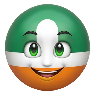 "A 2D-rendered, glossy, spherical emoji with a cheerful smiling face. The sphere is painted with the colors of the Indian flag—saffron on top, white in the middle, and green at the bottom. The emoji has large, shiny green eyes with black pupils, reflecting light for a cute and friendly expression. The background is plain white, making the vibrant colors and glossy texture of the sphere stand out. The overall style is smooth and cartoon-like, with a polished and modern look." sticker
