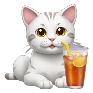 Cat drinking ice tea sticker