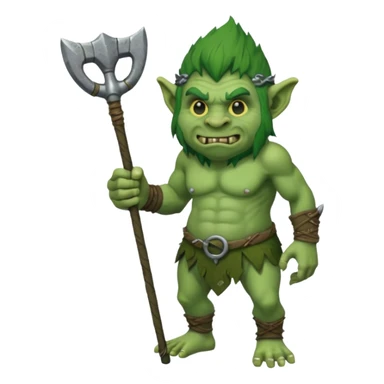 Isometric view full grunky body troll with club  sticker