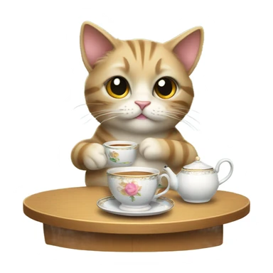 Cat drink tea sticker