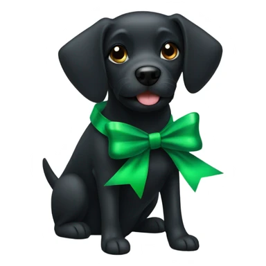 black dog wearing a green christmas bow around her neck sticker