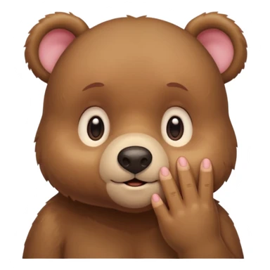 Full Beary is blushing deeply, looking away, fingers touching, bashful smile, soft pastel background sticker