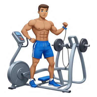 standing fit man with blue shorts cable-machine-exercise sticker