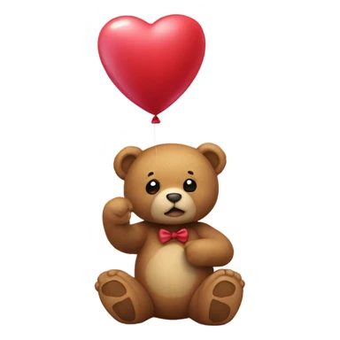 teddy bear holding a heart balloon blowing a kiss  sticker