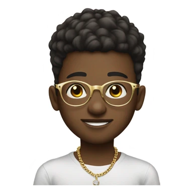 Boy with round clear glasses and low taper fade and a real gold necklace and a diamond bracelet sticker