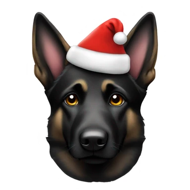 Black German shepherd wearing a Santa hat  sticker