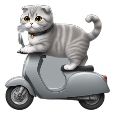 grey Scottish fold on a scooter grey sticker