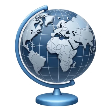 Minimal 3D emoji style globe combined with stock market chart, global financial market icon, clean professional look, neutral blue and gray tones, simple shading, transparent background, modern design, no flags, no text sticker