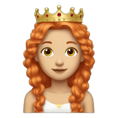 light red long hair crown sticker