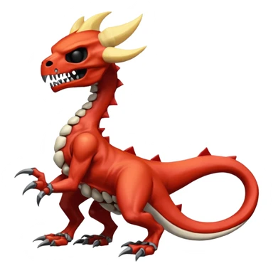 Oily smooth glossy evil sharp edgy badass skeleta skull-face skull-masked skull-headed l Charmeleon-Zeraora-Salandit-fusion, full body sticker
