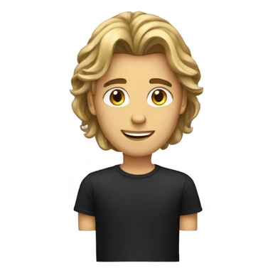 An beautiful guy with side curtain hairstyle long hairs and black tshirt, beautiful eyes  sticker