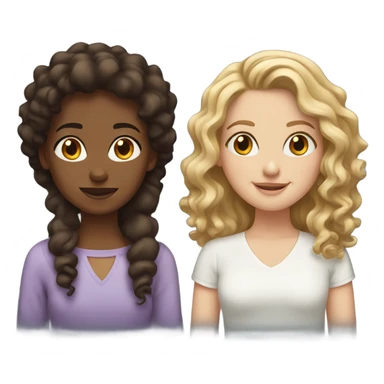1 brown girl with curly hair and 2 brunette white girl with wavy hair sticker