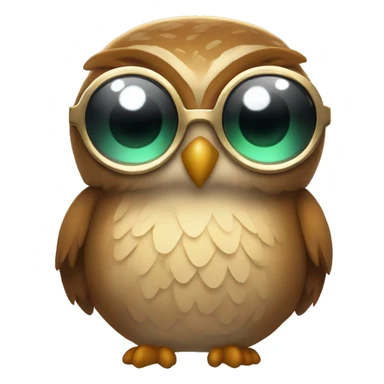 a rowlet brown owl emoji with sunglasses and a disco outfit on sticker