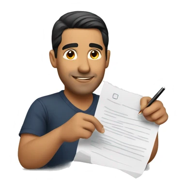 hispanic man signing a document sticker