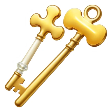 Radiant vitamin K2 appearing as a bright golden key next to a bone that glows with a magical light. The key and bone are connected by shimmering particles, showing how K2 unlocks bone strength and health. sticker