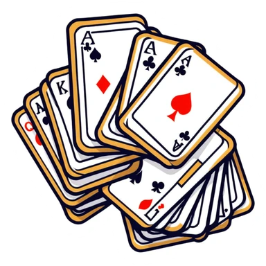 Canasta card game with discard pile and draw pile sticker