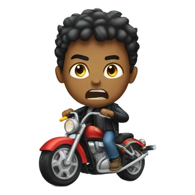 Angry boy with motorcycle sticker