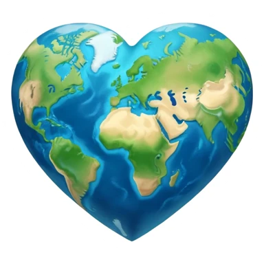 Earth shaped like a heart, showing continents and oceans sticker