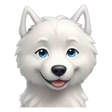 Husky blanc yeux bleu poil un peu court et souriant sticker