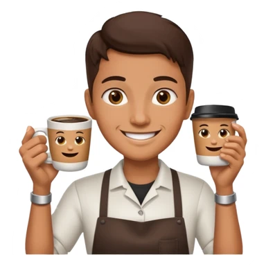 barista with only one big cup of coffee sticker