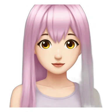Anime egirl long hair makeup sticker