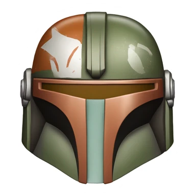 Olive and rust colored Mandalorian helmet sticker
