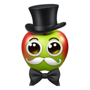 apple with tie and top hat sticker