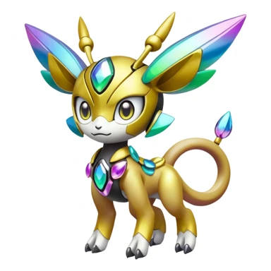 Futuristic Shiny Colorful Meloetta-Wargreymon-Trico-Pokémon-Digimon-Fakémon-fusion-hybrid-creature sticker