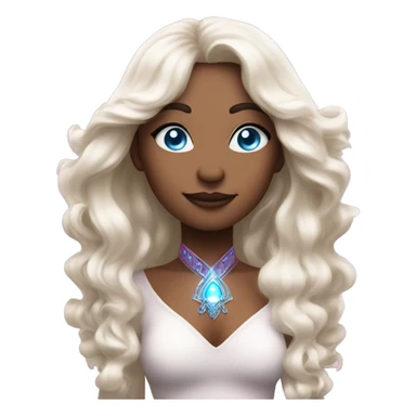 magical diva with thin pink andromedan skin long hair and blue eyes glowing third eye sticker