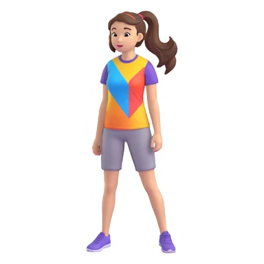 niña con coleta, con camiseta colorida sticker