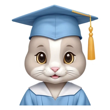 BUNNY in LIGHT BLUE graduation uniform graduation cap sticker