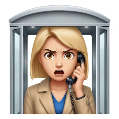 Telephone booth with angry woman inside sticker