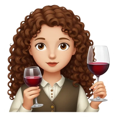 A 12 year old girl with brown curly hair drinking wine  sticker