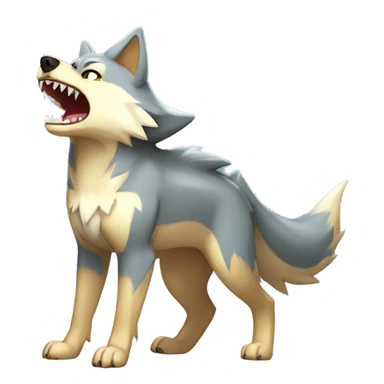 Shiny Wolf-Pokémon with a shark tail and a shark fin on back Full Body sticker