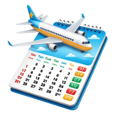 travel itinerary with airplane and calendar, no text or letters sticker
