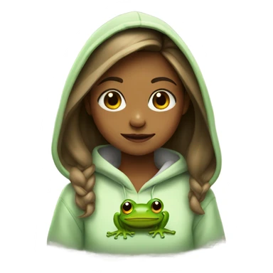 Girl in a frog hoodie ￼ sticker