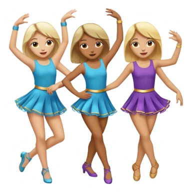 Emoji of 3 Girls dancing ONE with blonde hair, one tan skin with brown  hair ONLY ONE IS BLONDE sticker