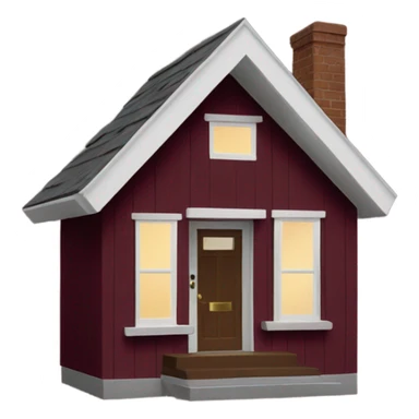 Maroon colored cedar house with small porch sticker