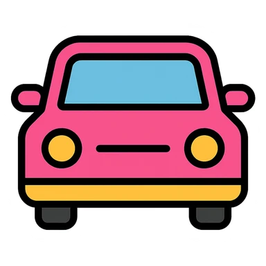 pink car icon with color outline sticker