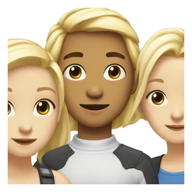 The blonde girl on the left and the blonde guy in the middle and the blonde girl on the right are smiling sticker