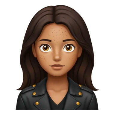 Tan skin with freckles, long dark hair, hazel eyes Dominatrix  sticker