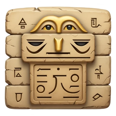 An emoji of an ancient Egyptian stone tablet with hieroglyphics carved on it.

 sticker